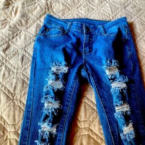 FASHION NOVA B.O.B Distressed Medium Wash Skinny Jeans